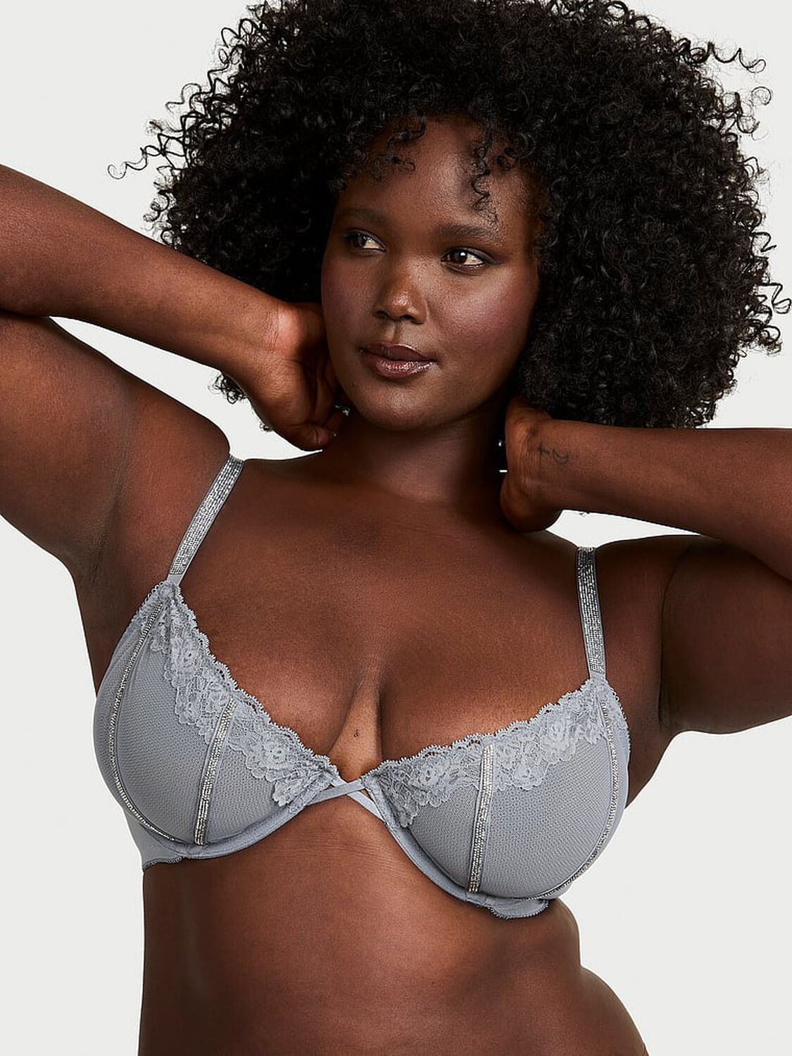 vs Very Sexy Sheer Shine Rose Unlined Low-Cut Demi Bra 1 of 2 