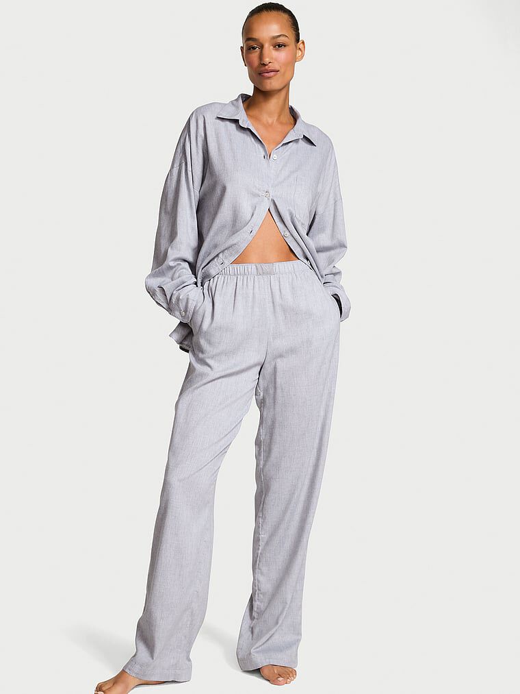 Modal-Cotton Long Pajama Set Medium Heather Grey | Victoria's