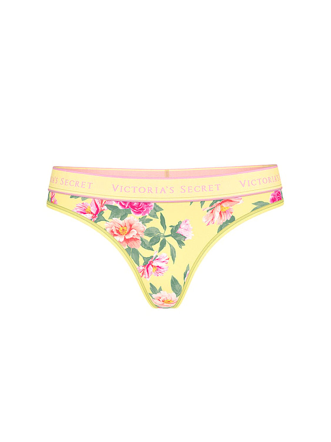 vs Cotton Logo Cotton Thong Panty Yellow Floral 3 of 3 