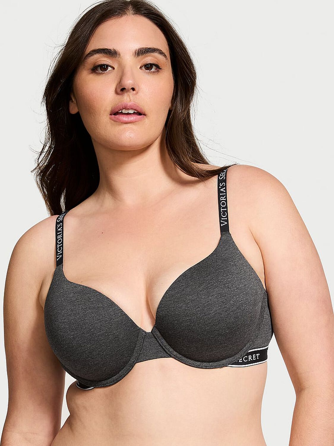 vs The T-Shirt Push-Up Perfect Shape Cotton Bra Charcoal Heather Grey 1 of 3 