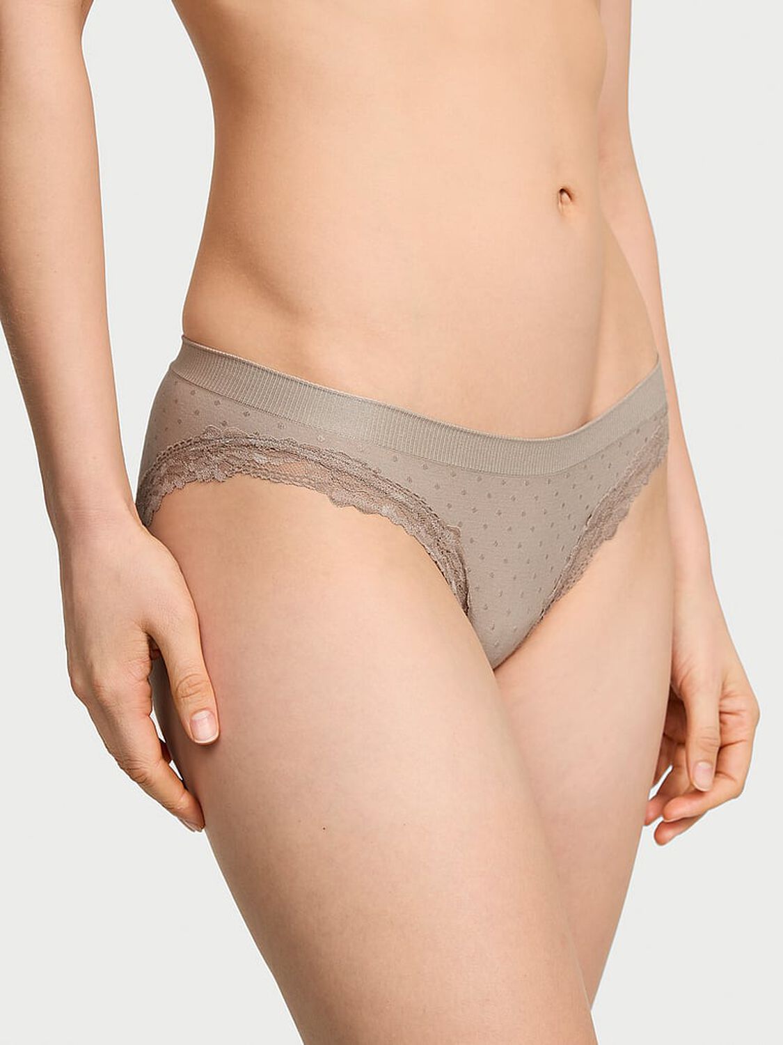 vs Seamless Seamless Lace-Trim Bikini Panty Dove Grey 1 of 3 
