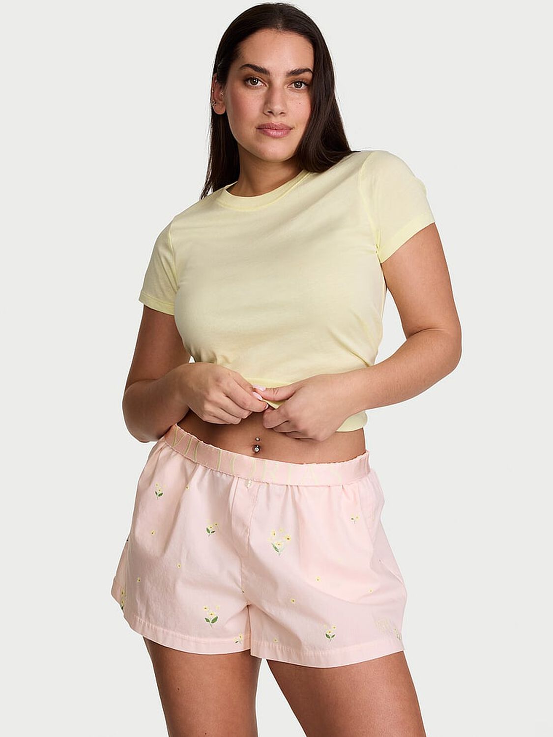 vs Victoria's Secret Mix & Match Sleep Heritage Cotton Pajama Shorts Ballet Pink Floral 1 of 2 