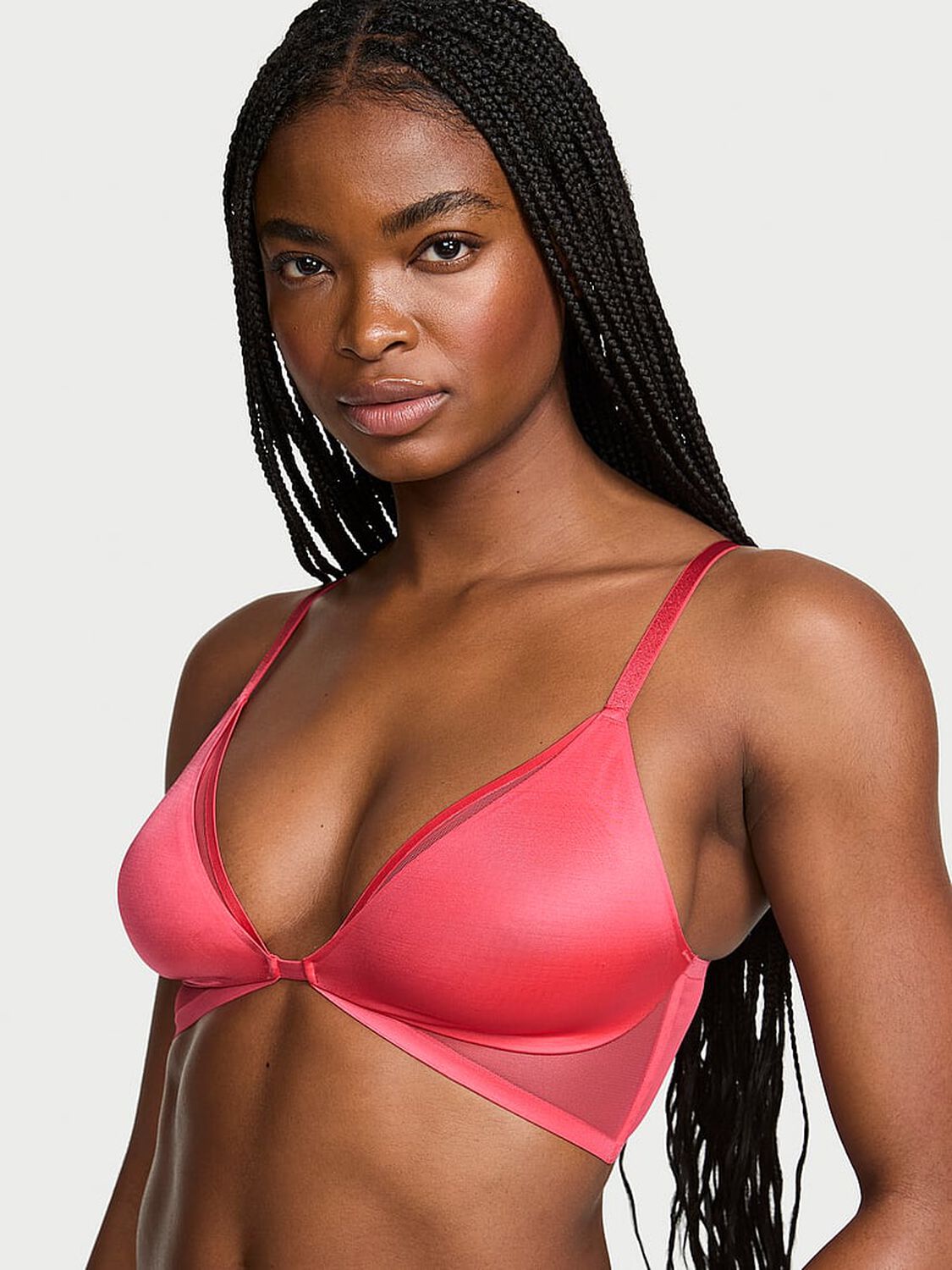 vs Very Sexy Sheer Reveal Unlined Modern Bralette Hot Coral 1 of 4 