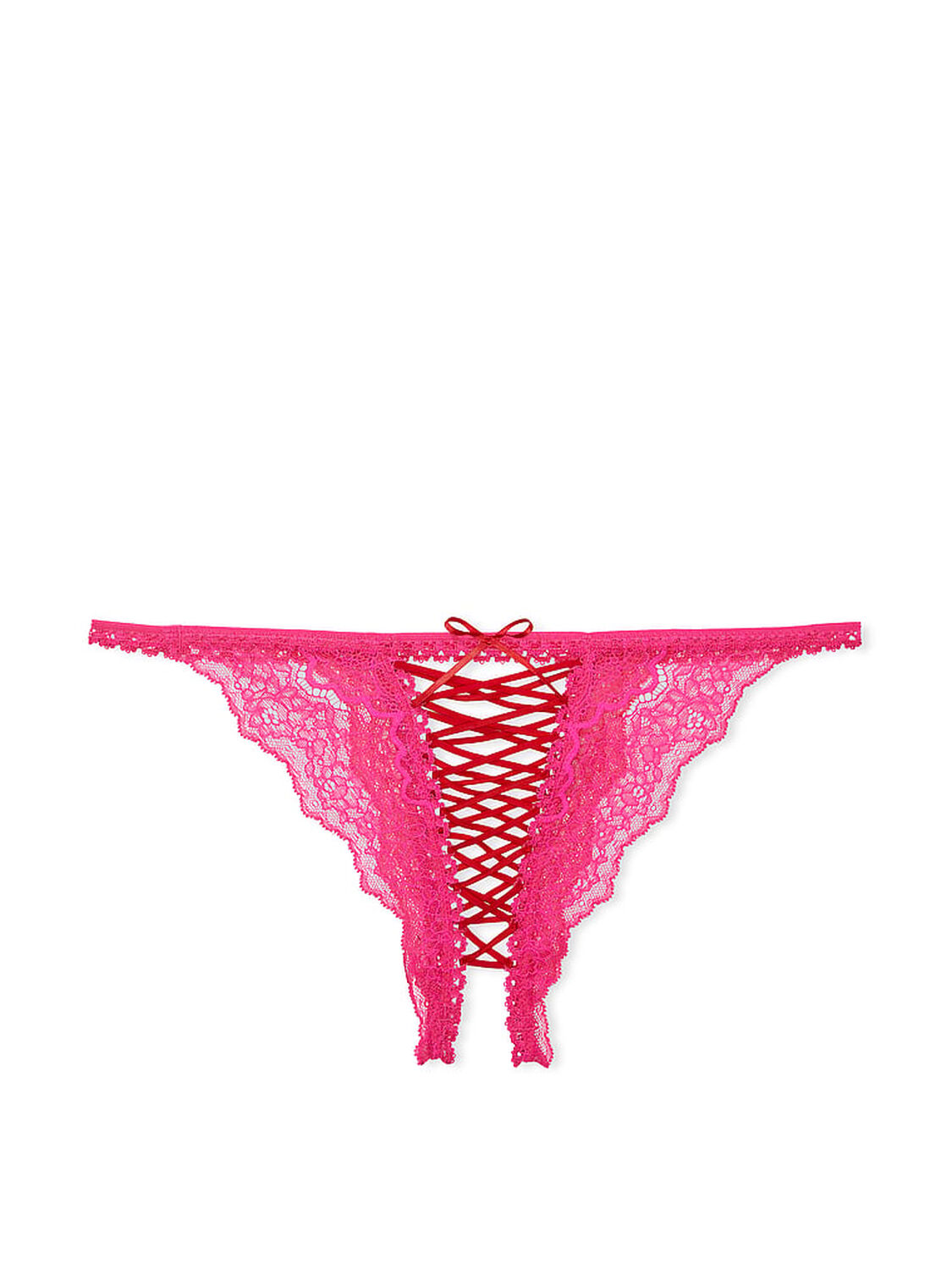 vs Dream Angels Lace-Up Crotchless String Bikini Panty Lipstick & Forever Pink 3 of 3 