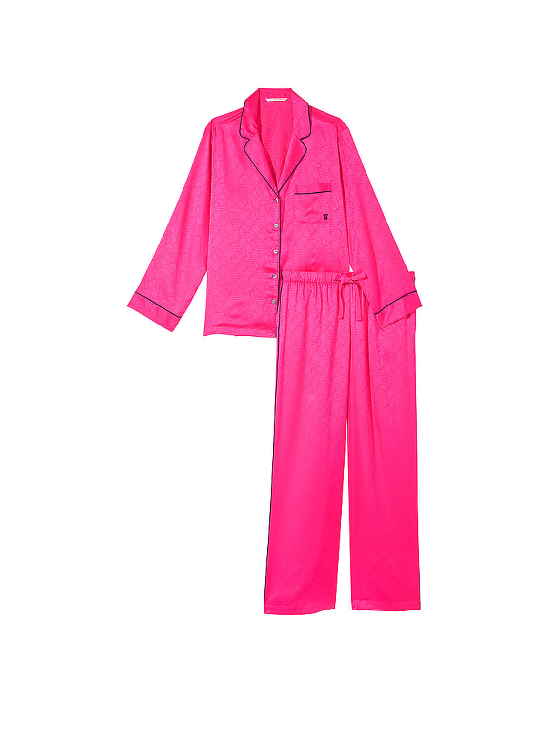 vs Victoria's Secret Satin Long Pajama Set Hot Pink 3 of 3 