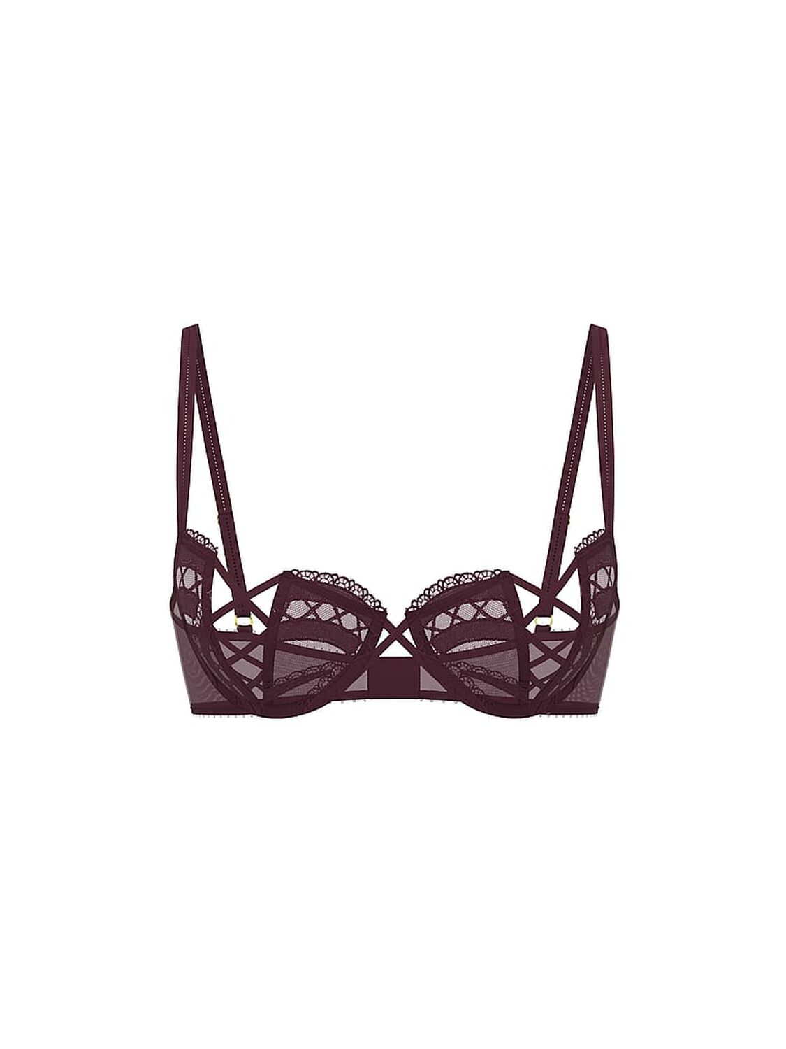 vs Very Sexy Laces Out Embroidery Unlined Semi Open-Cup Balconette Bra Winter Wine 3 of 4 