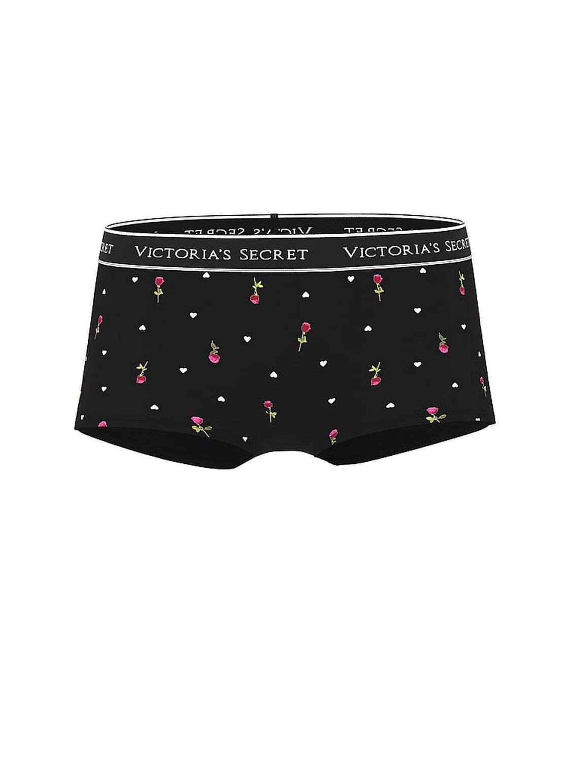 vs Cotton Logo Cotton Boyshort Panty Black Rose Hearts 3 of 3 