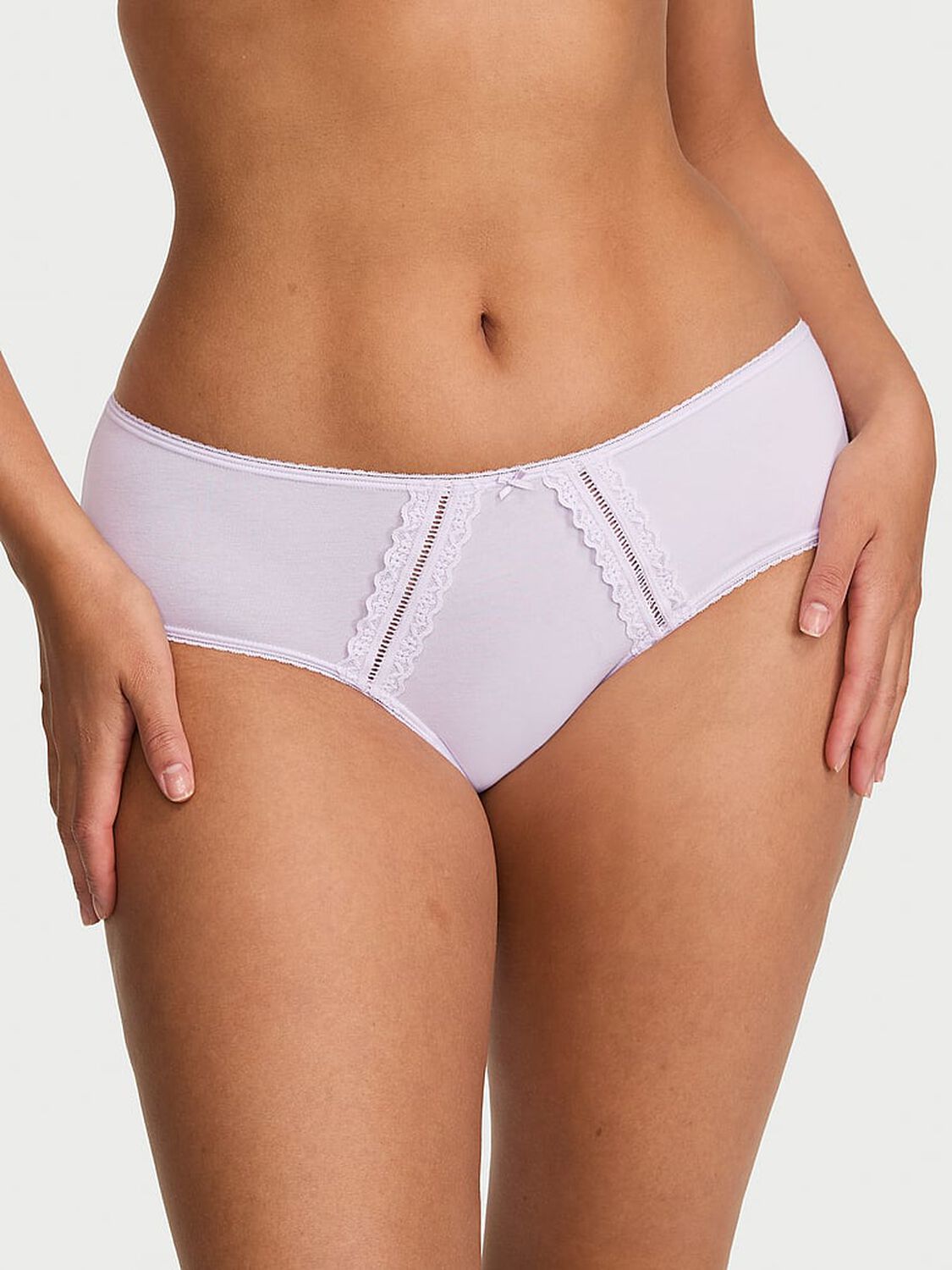 vs Victoria's Secret Cotton Lace-Trim Hiphugger Panty Purple Whisper 1 of 2 