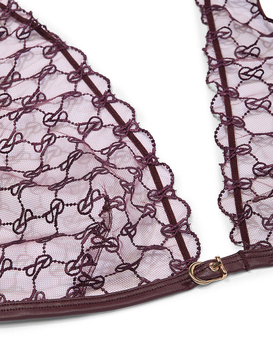 vs Very Sexy VS Logo Embroidery Triangle Bralette Burgundy Brown 4 of 4 