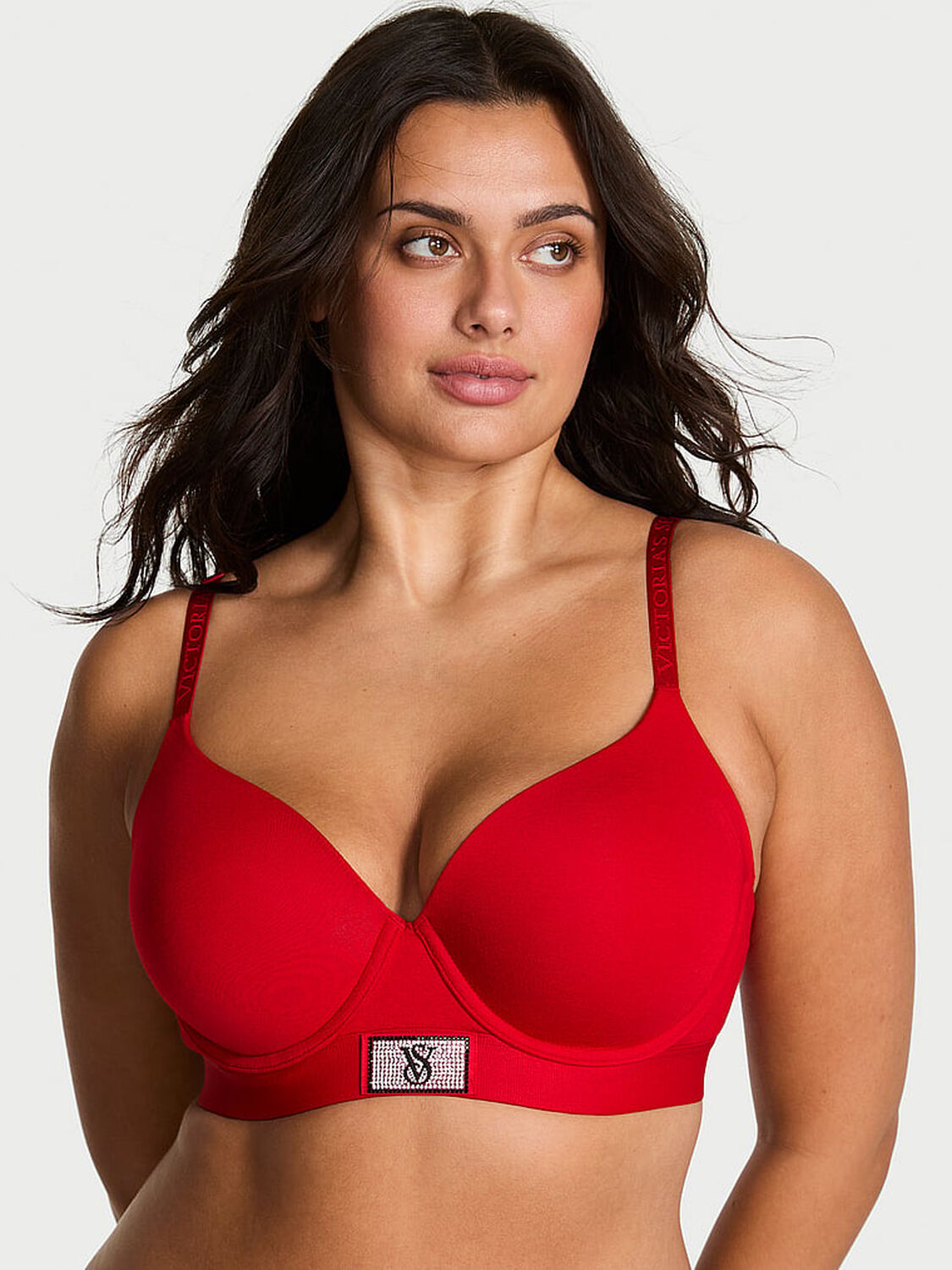 vs The T-Shirt Shine Patch Lightly Lined Demi Bra Lipstick 1 of 3 