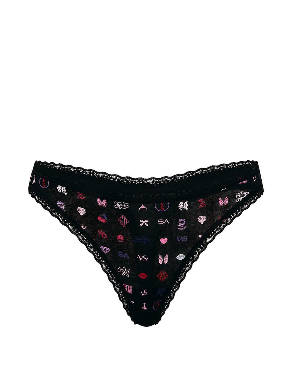vs Lace Trim Cotton Lace-Waist Thong 3 of 3 