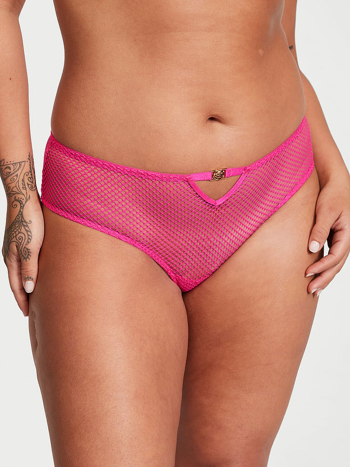 vs Very Sexy Open-Back Fishnet Cheeky Panty Forever Pink 1 of 4 