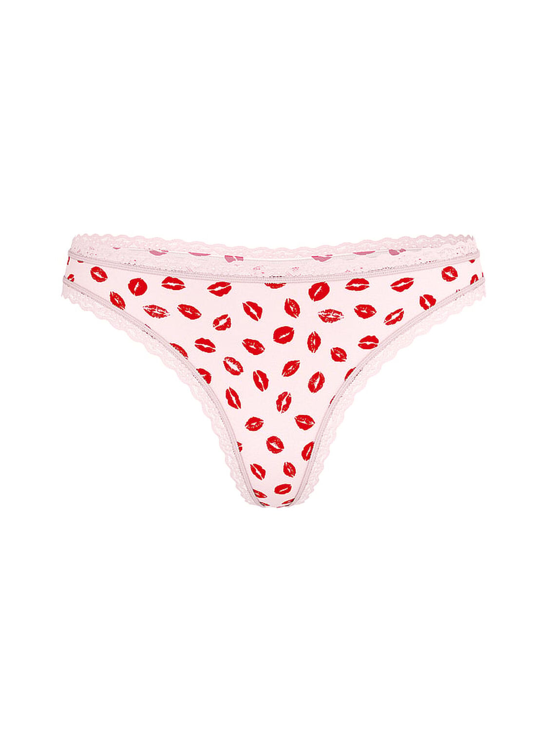 vs The Lacie Cotton Lace-Waist Thong Angel Pink Lips 1 of 3 
