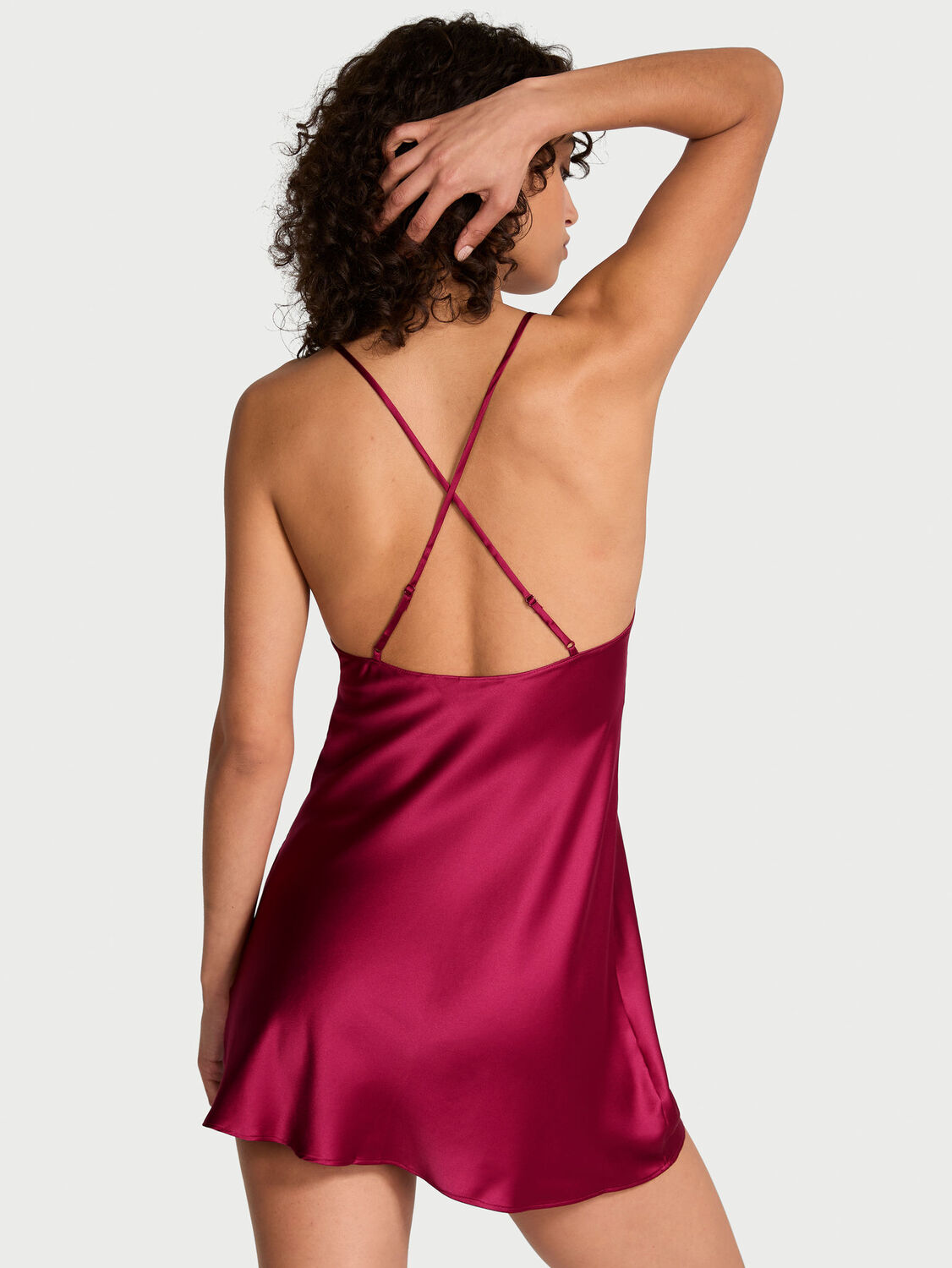 vs Victoria's Secret Snake Shine Satin Mini Slip Campari 2 of 4 