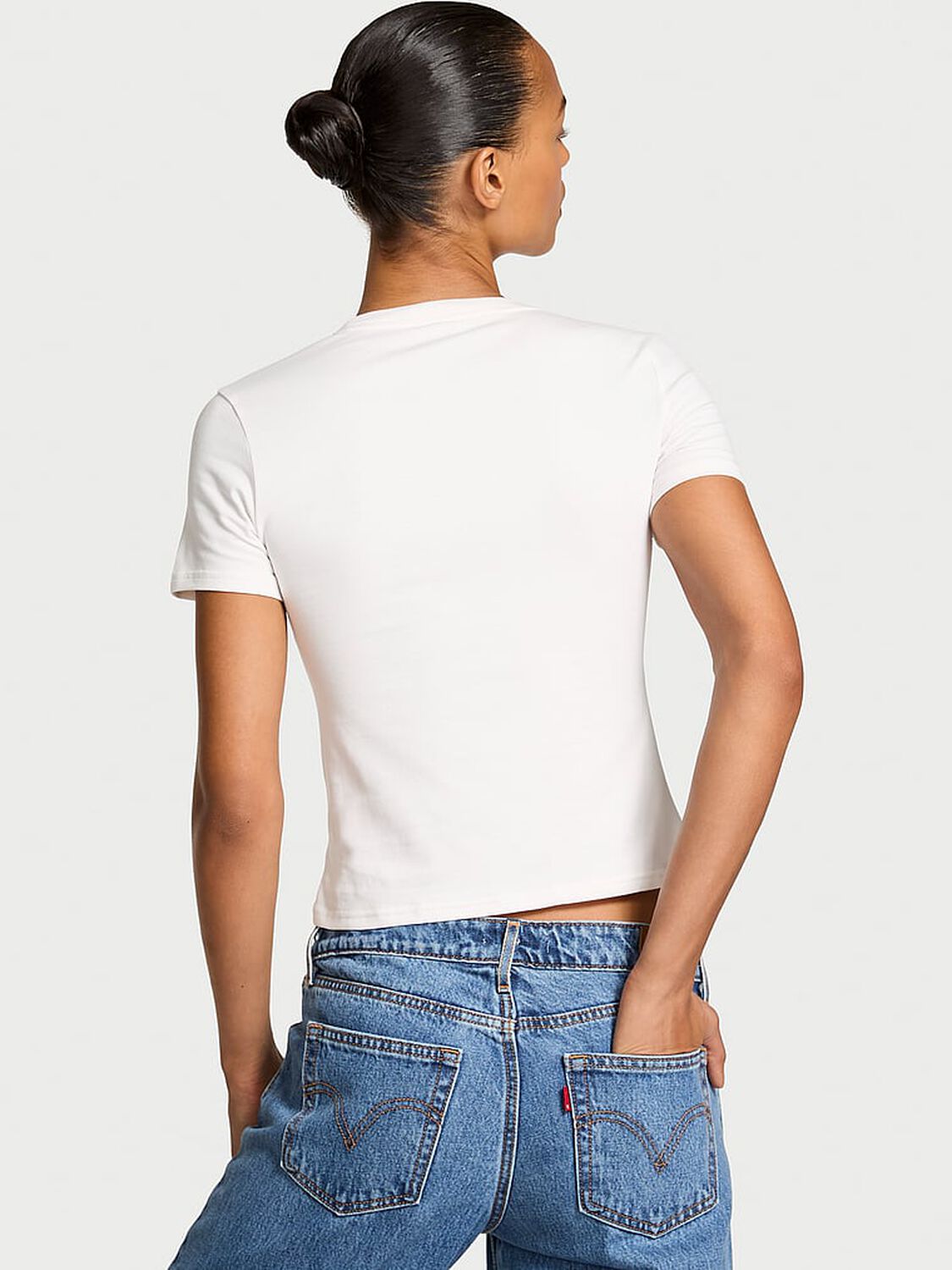 vs Angel Essentials Stretch Cotton Fitted Tee Coconut White 2 of 2 