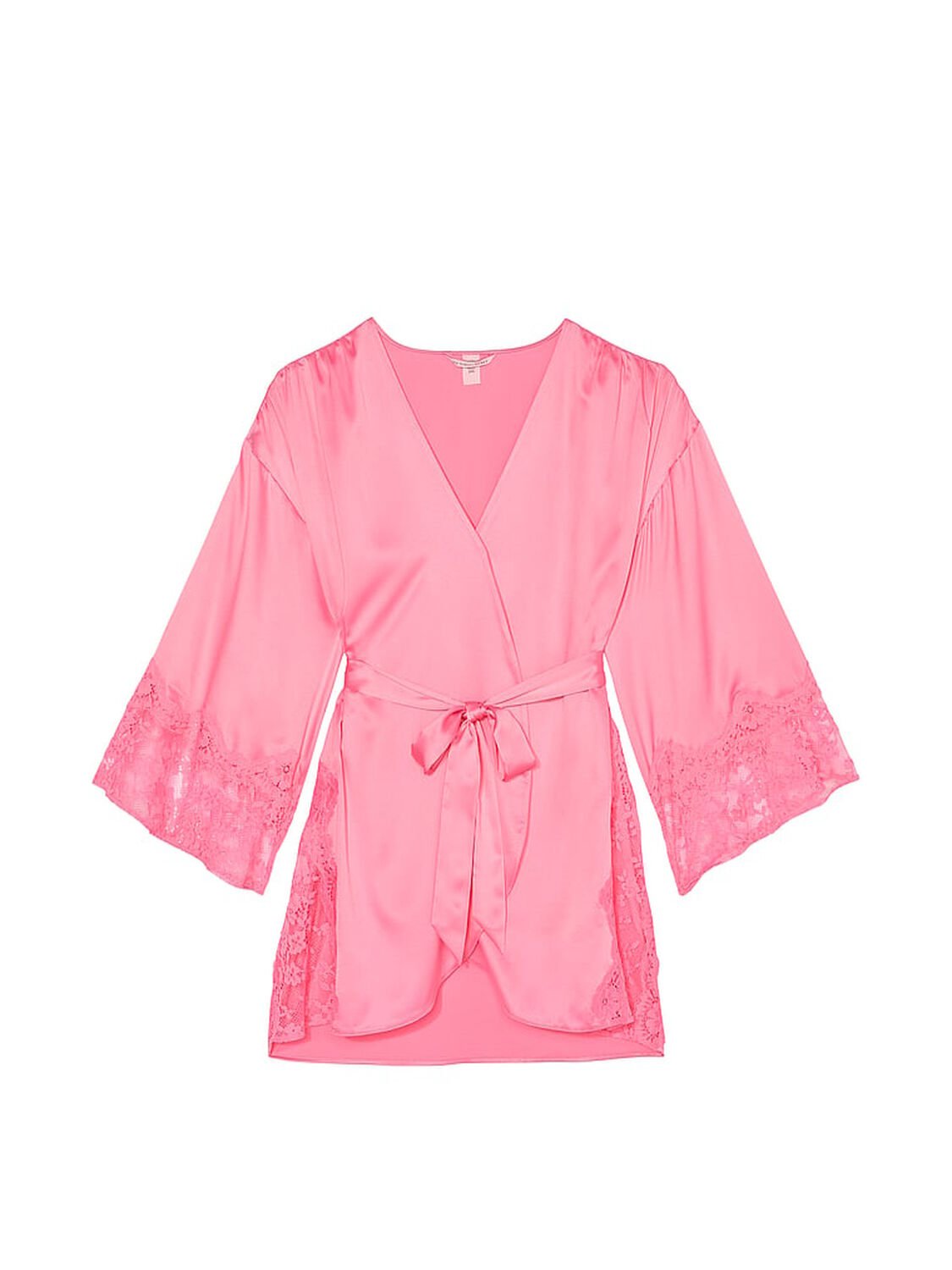 vs Victoria's Secret Victoria's Secret Dream Satin & Lace Trim Robe Pink Hope 3 of 4 