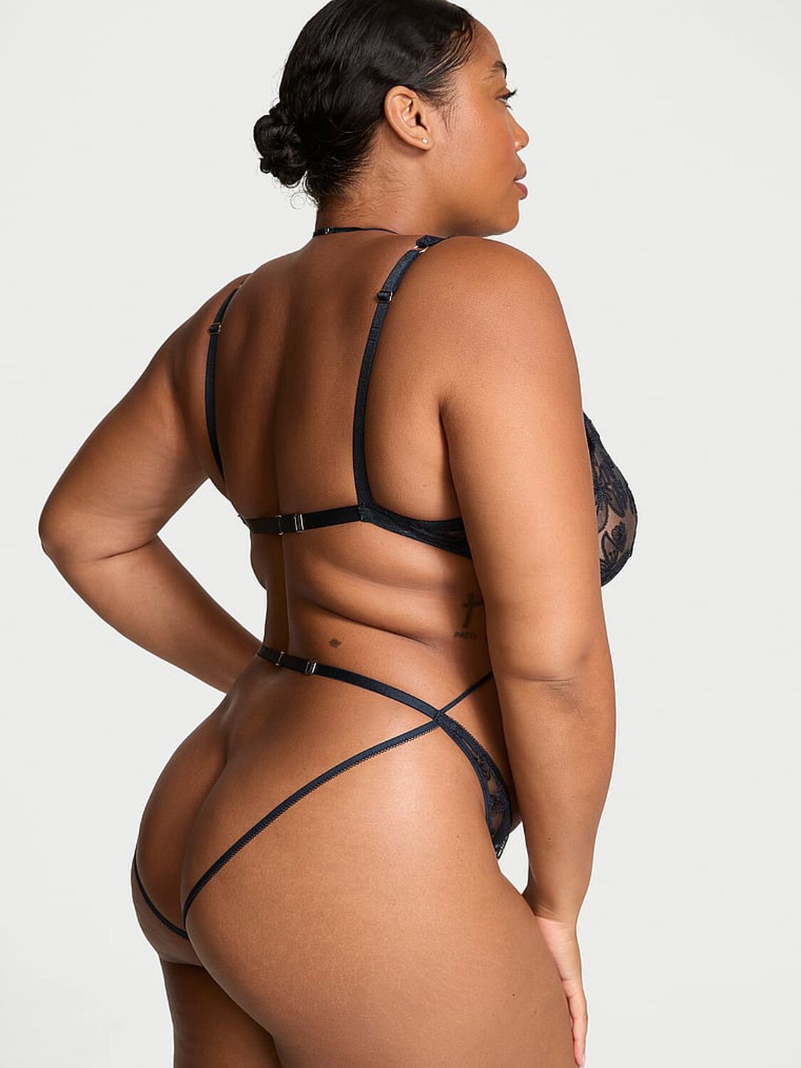 vs Very Sexy Ziggy Glam Noir Embellished Strappy Open-Back Teddy Dark Twilight 2 of 4 