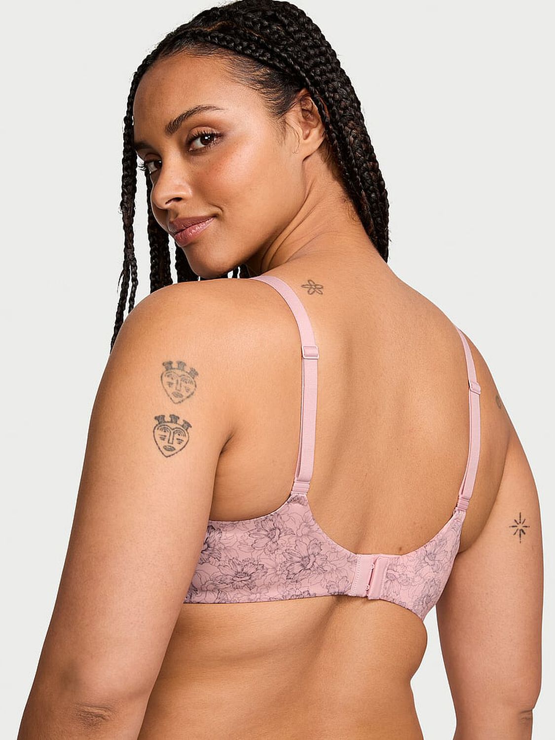 vs Body By Victoria Perfect Shape Push-Up Smooth Bra Pink Lily Outline Floral 2 of 4 