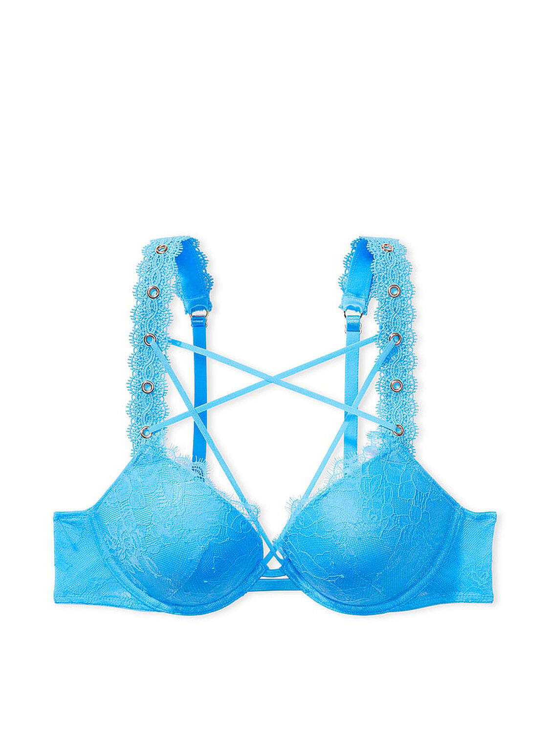 vs Very Sexy Rose Lace & Grommet Push-Up Bra Capri Blue 3 of 4 