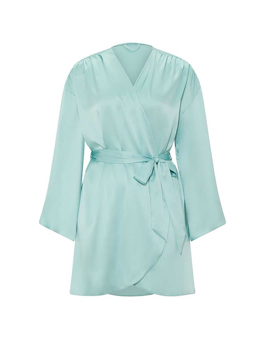 vs Victoria's Secret Satin Short Robe Canal Blue 3 of 3 