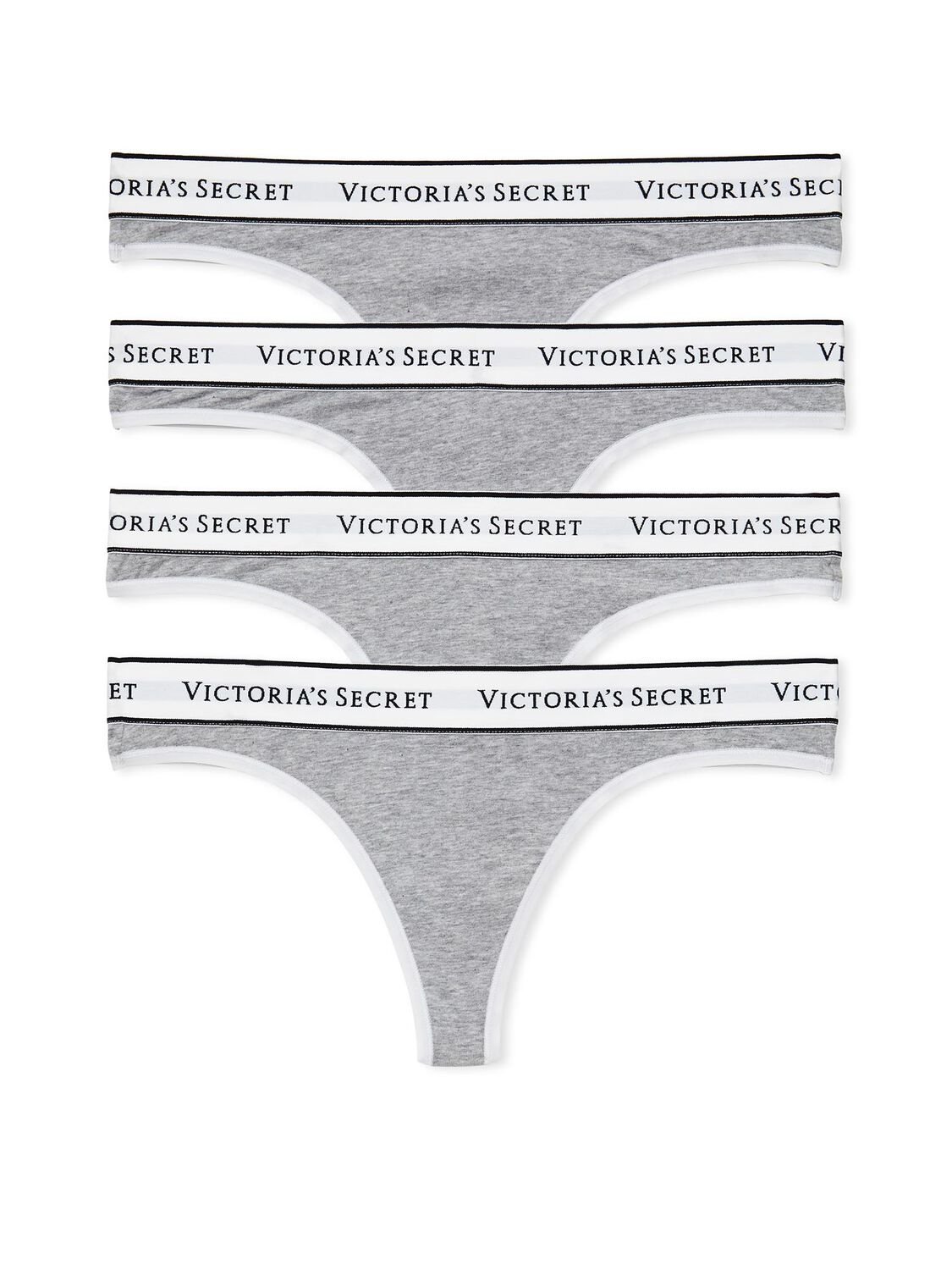 vs Victoria's Secret 4-Pack Logo Cotton Thong Panties Grey 1 of 1 