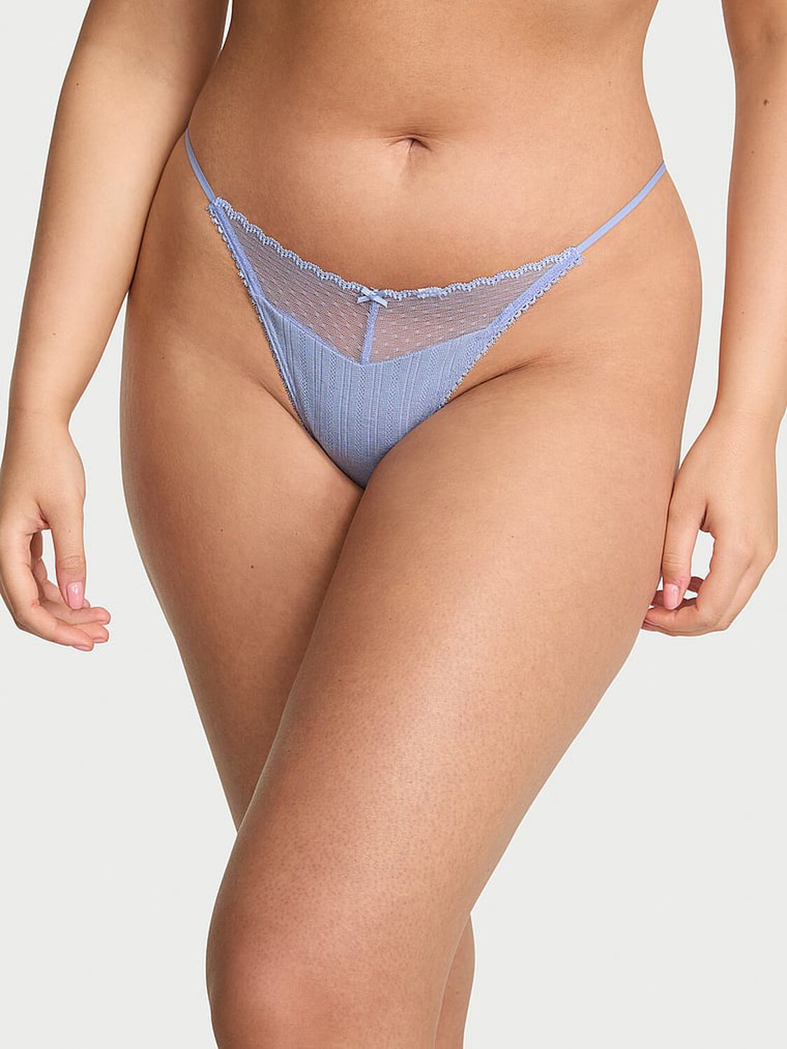 vs Victoria's Secret Stretch Pointelle V-String Panty Light Lavender 1 of 3 