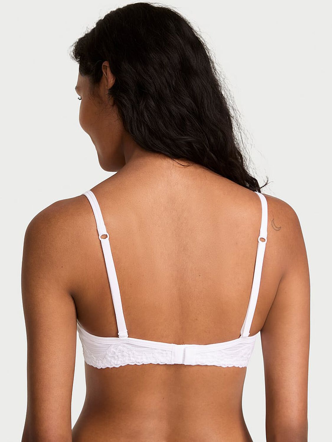 vs The T-Shirt Cotton Shadow Stripe Unlined Demi Bra Vs White 2 of 3 