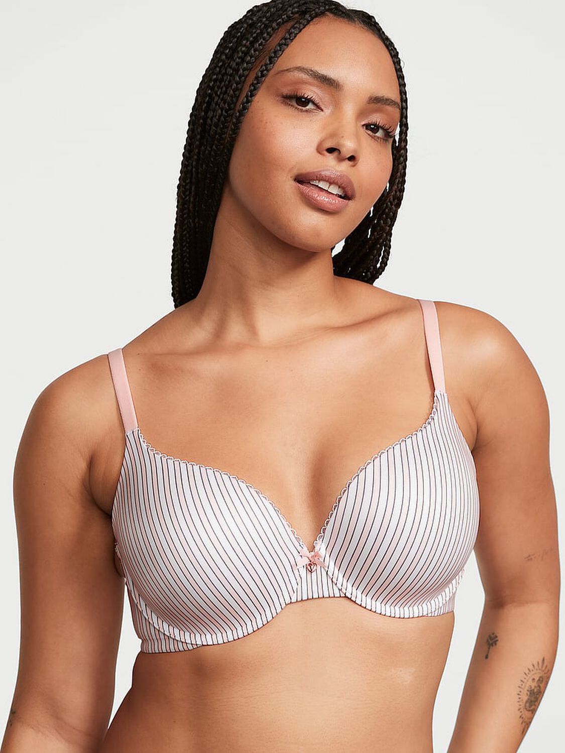 vs Body By Victoria Perfect Shape Push-Up Smooth Bra Pink Stripes 1 of 4 
