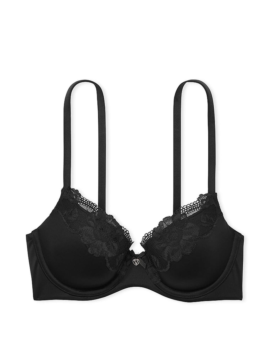 vs Body By Victoria Lightly Lined Lace-Trim Demi Bra Black 3 of 3 