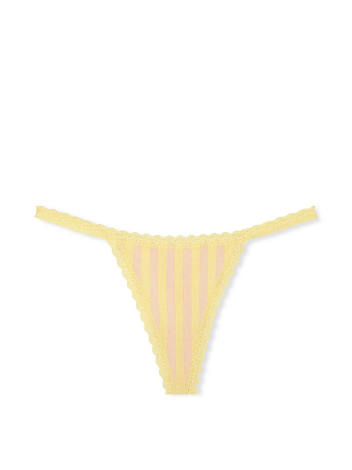 vs The Lacie Lace-Trim Cotton V-String Panty Yellow Tulip Praline Stripe 3 of 3 