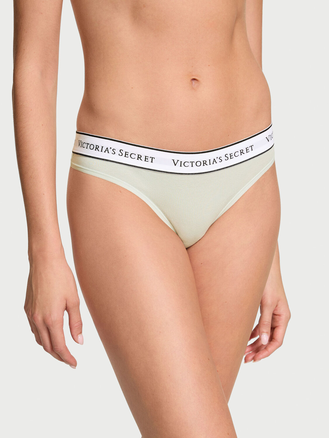 vs Cotton Logo Cotton Thong Panty Pale Sky Grey 1 of 3 