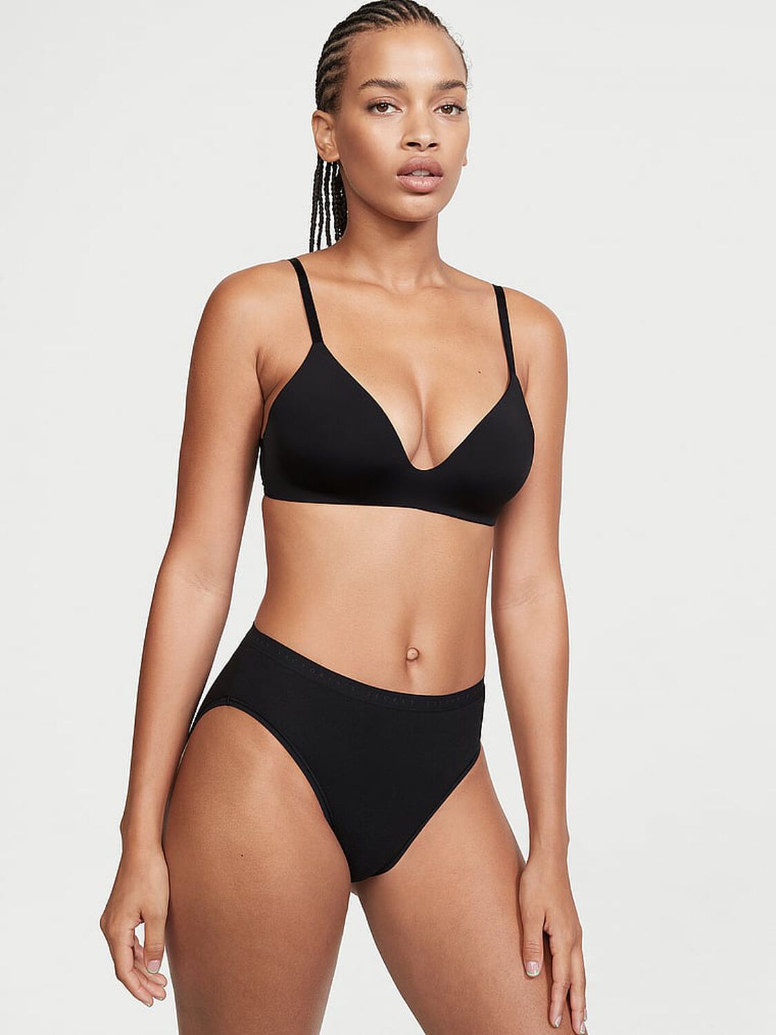 vs Victoria's Secret Stretch Cotton High-Leg Brief Panty Black 1 of 4 