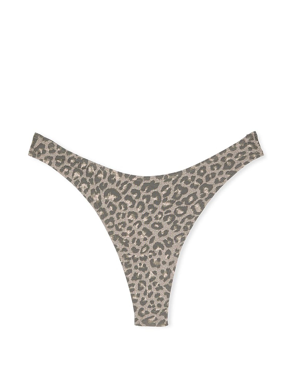 vs Victoria's Secret Stretch Cotton High-Leg Scoop Thong Panty Dove Grey Leopard 1 of 3 