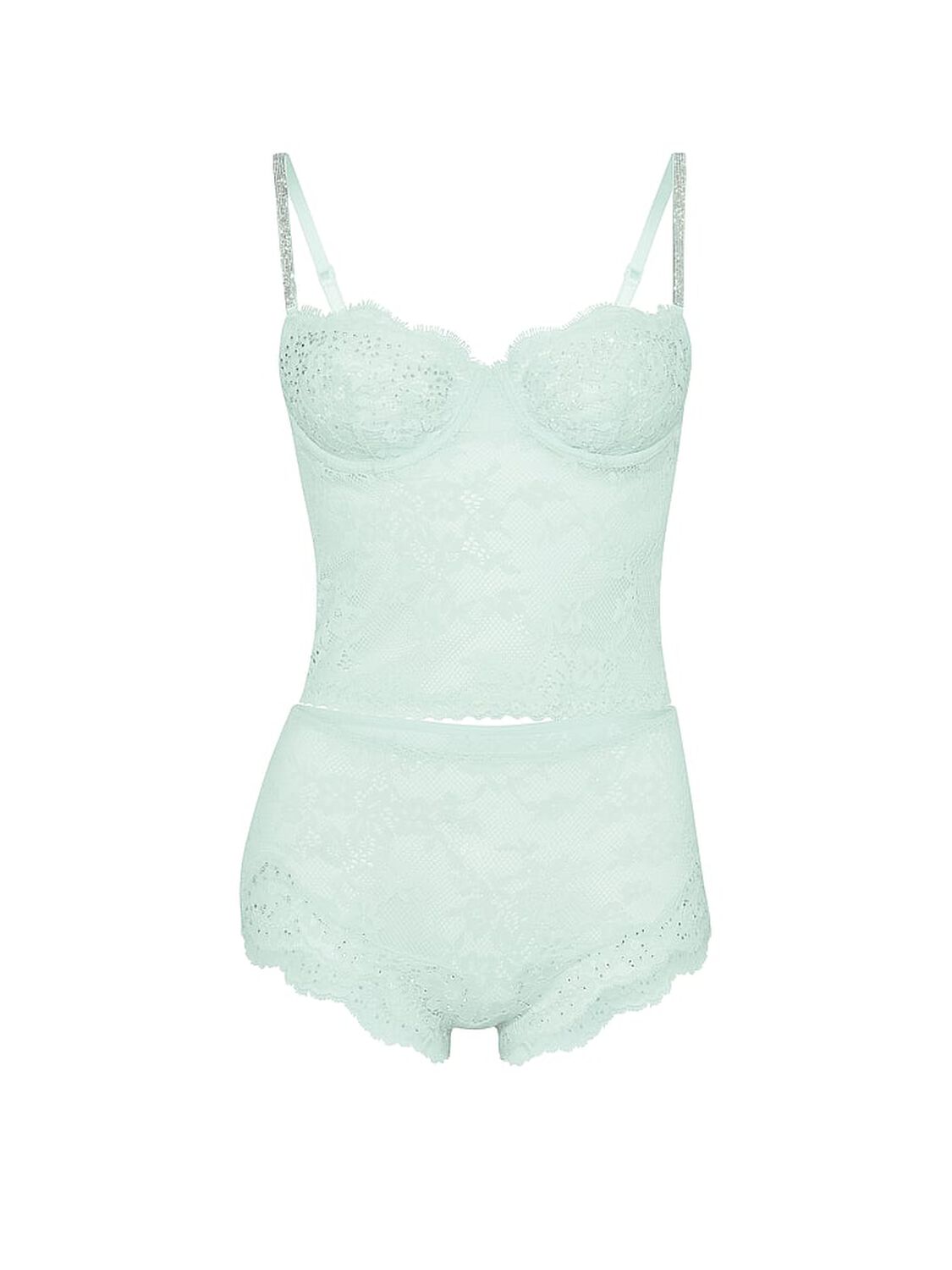 vs Dream Angels Wicked Twinkle Lace Cami & Shortie Set Blue Bliss 3 of 3 