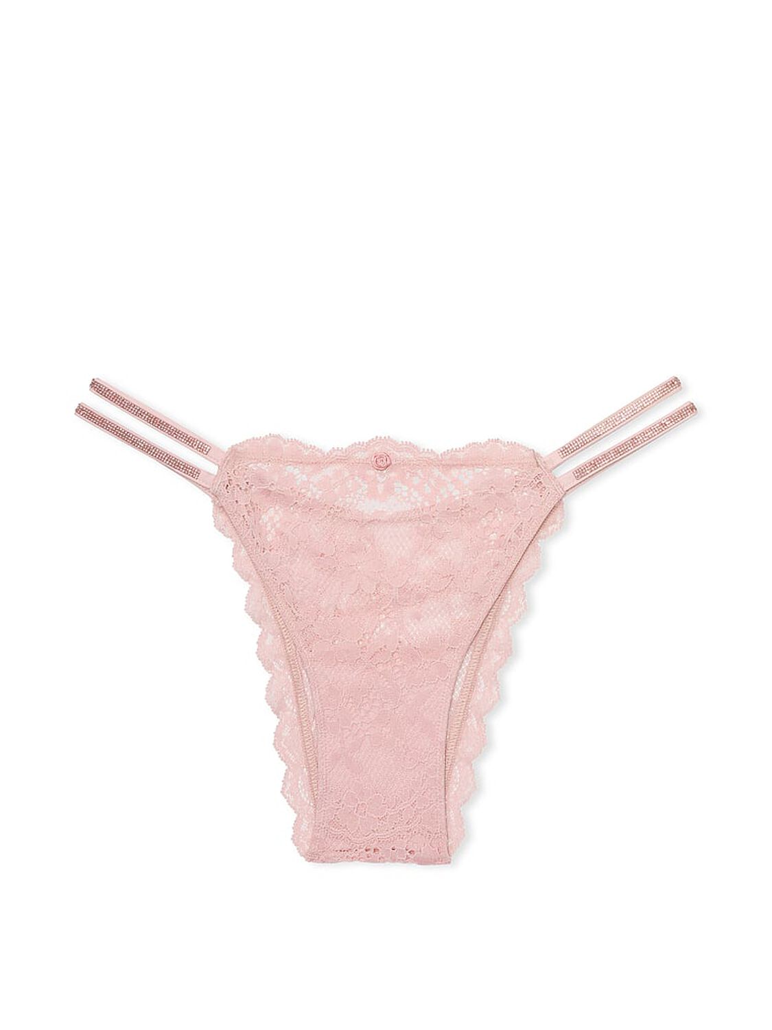vs Dream Angels Twinkle Strap Lace Brazilian Panty Chalk Rose 3 of 4 