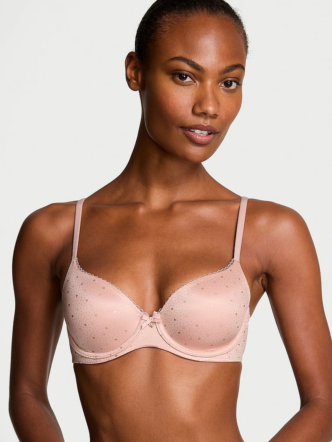 vs Body By Victoria Smooth Lightly Lined Demi Bra Pink Zinc Hearts 1 of 4 
