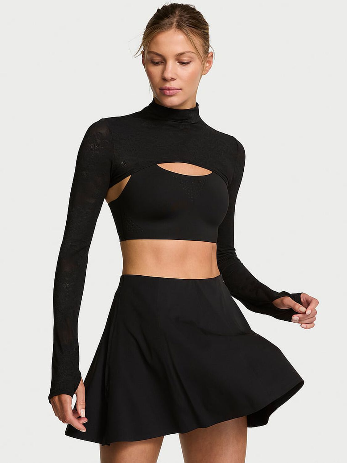 vs Vsx VSX RoseFlex Lace Mock-Neck Shrug Black 1 of 2 