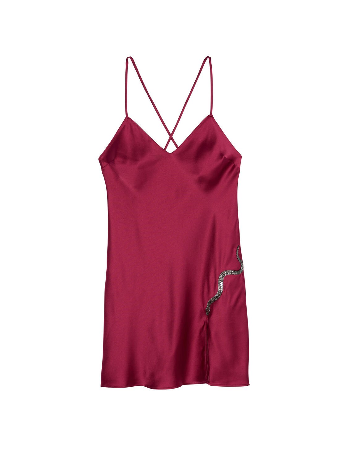 vs Victoria's Secret Snake Shine Satin Mini Slip Campari 3 of 4 
