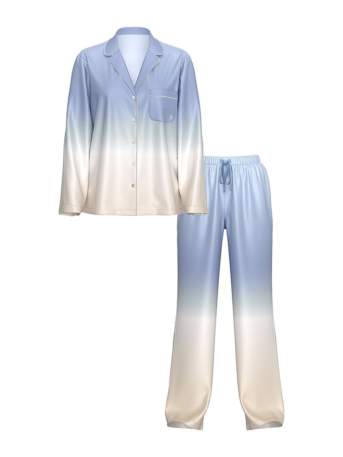 vs Victoria's Secret Glazed Satin Ombr� Long Pajama Set Print 2 of 4 