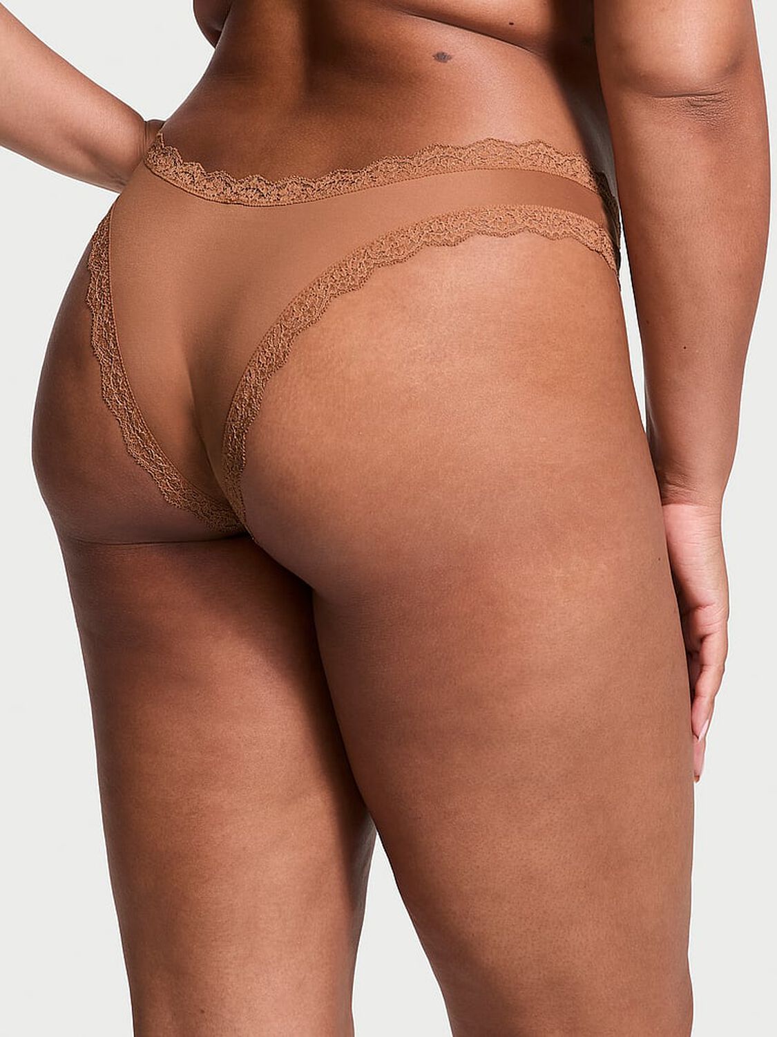 vs Dream Angels Lace-Trim Brazilian Panty Caramel 2 of 3 