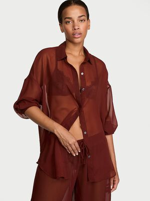 Chiffon Button-Front Shirt