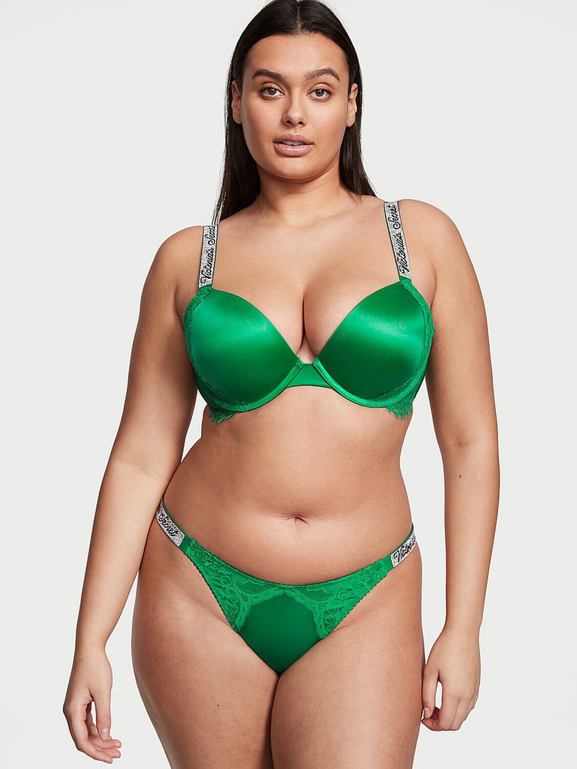 vs Very Sexy Smooth Lace Shine Strap Thong Panty 1 of 4 