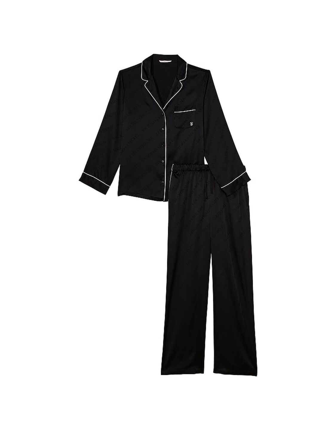 vs Victoria's Secret Satin Long Pajama Set Black 3 of 4 