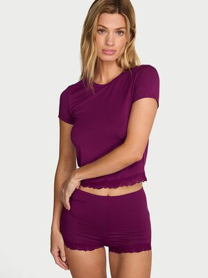SoSoft&trade; Modal Lace-Trim Tee & Shortie Set