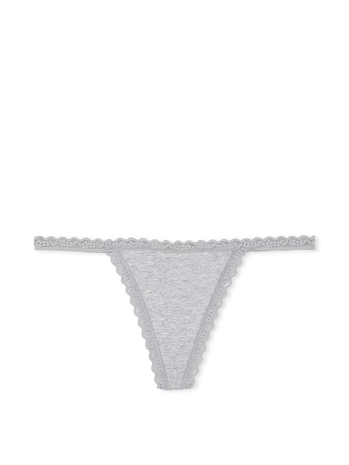 vs The Lacie Lace-Trim Cotton V-String Panty Heather Grey 3 of 3 