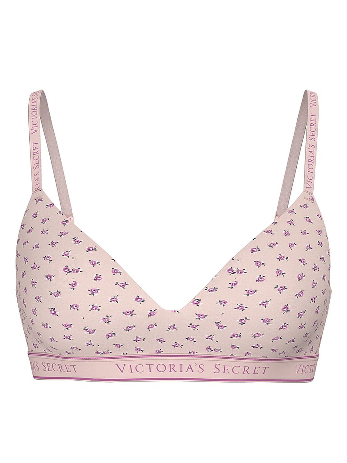 vs The T-Shirt Cotton Logo Lightly Lined Wireless Bra Pink Floral 1 of 1 