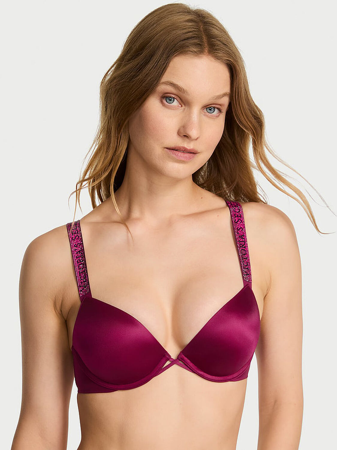vs Very Sexy Logo Shine Strap Push-Up Bra Fresh Jam 4 of 4 