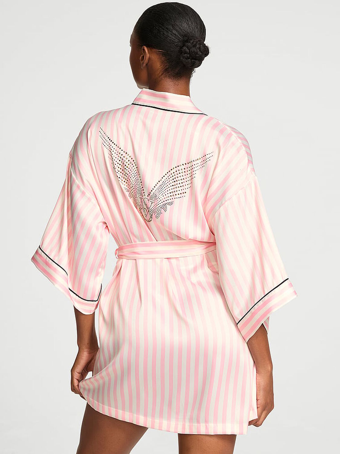 vs Victoria's Secret Victoria's Secret Backstage Satin Sparkle Short Robe 2 of 5 