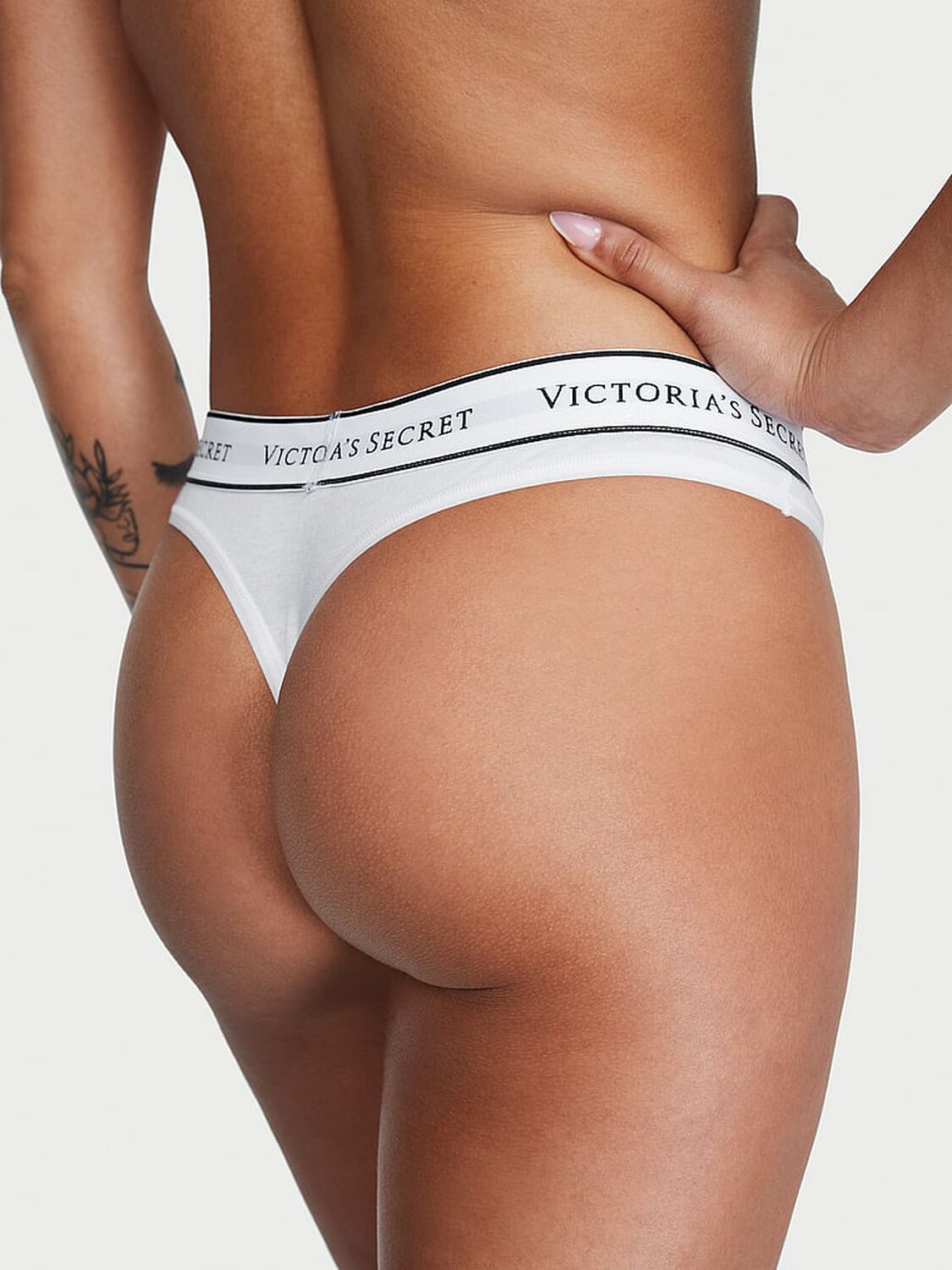 vs Cotton Logo Cotton Thong Panty Vs White 2 of 3 