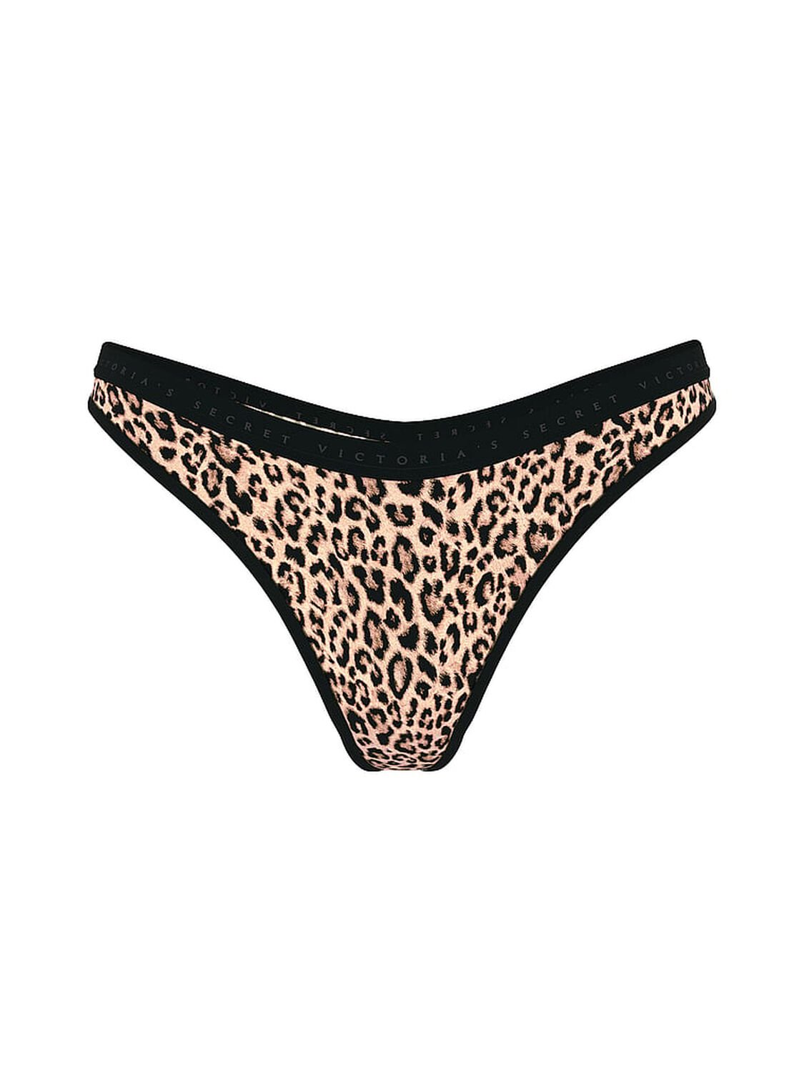 vs Victoria's Secret Stretch Cotton High-Leg Scoop Thong Panty Natural Leopard 1 of 2 